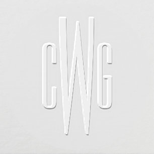 Simple Elegant 3 Initial Letter Monogram #4R Embosser