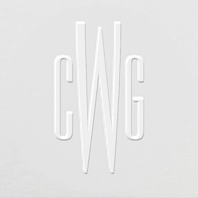 Simple Elegant 3 Initial Letter Monogram #4R Embosser (Design)