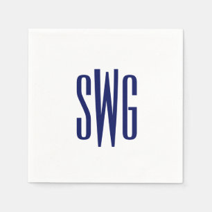 Simple Elegant 3 Initial Letter Monogram #8BSt3 Bl Napkins