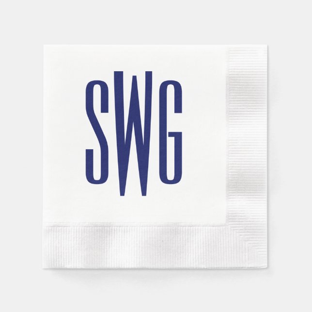 Simple Elegant 3 Initial Letter Monogram #8BSt3 Bl Napkins (Front)