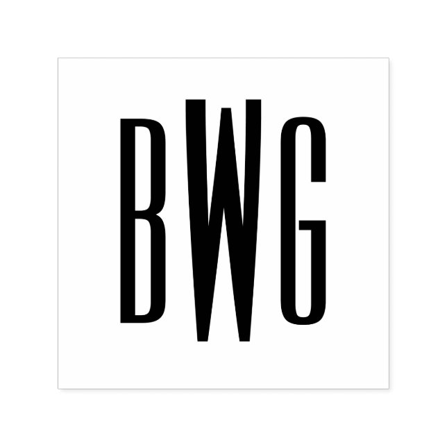 Simple Elegant 3 Initial Letter Monogram #8BSt Self-inking Stamp (Design)