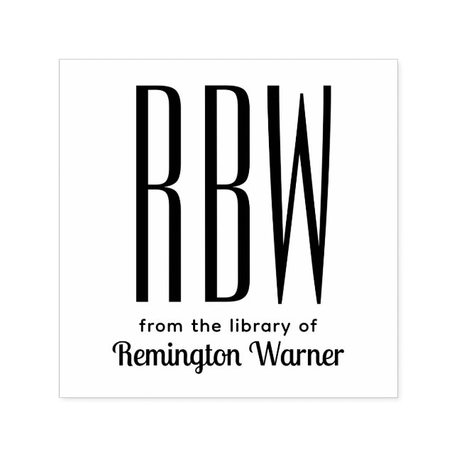 Simple Elegant 3 Initial Letter Monogram #8D Book Self-inking Stamp (Design)