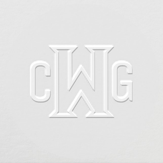 Simple Elegant 3 Initial Letter Monogram MF #3 Embosser (Design)