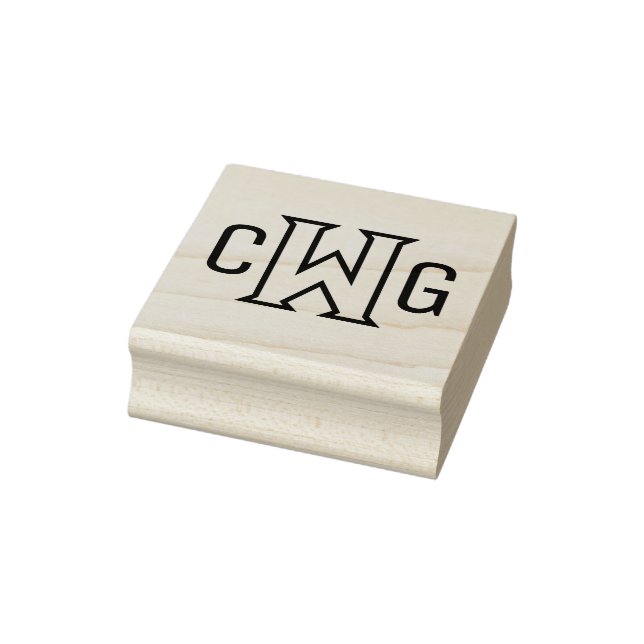 Simple Elegant 3 Initial Letter Monogram MF #3 Rubber Stamp (Stamp)