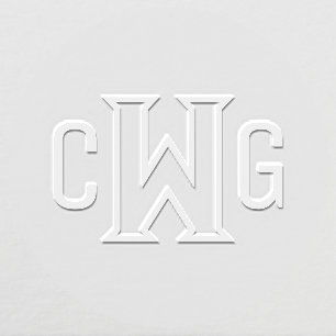 Simple Elegant 3 Initial Letter Monogram MF #3B Embosser