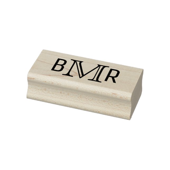 Simple Elegant 3 Initial Letter Monogram MF #4B Rubber Stamp (Stamp)
