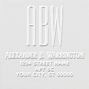 Simple Elegant 3 Initial Monogram Name Address #8 Embosser