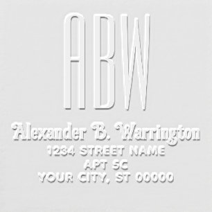 Simple Elegant 3 Initial Monogram Name Address Embosser