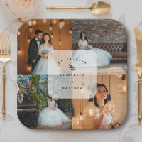 Simple Elegant 4 Photo Collage Wedding Party