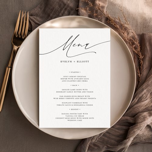 Simple Elegant 5x7 Wedding Dinner Menu Template