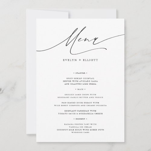 Simple Elegant 5x7 Wedding Dinner Menu Template