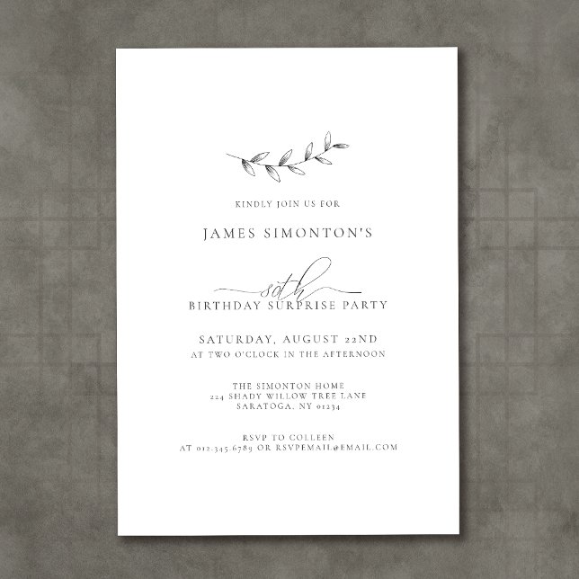 Simple Elegant 80th Birthday Surprise Party Invitation (Creator Uploaded)