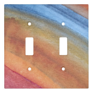 Simple Elegant Abstract Brown Blue Red Watercolor Light Switch Cover