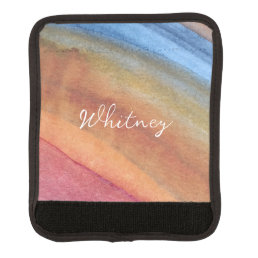 Simple Elegant Abstract Brown Blue Red Watercolor Luggage Handle Wrap