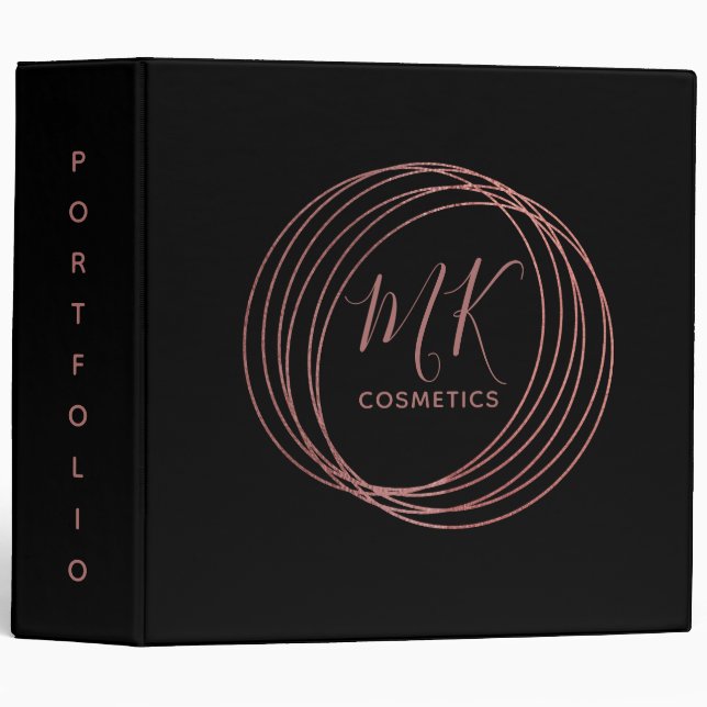 Simple & Elegant Abstract Rose Gold Circles 3 Ring Binder (Front/Spine)