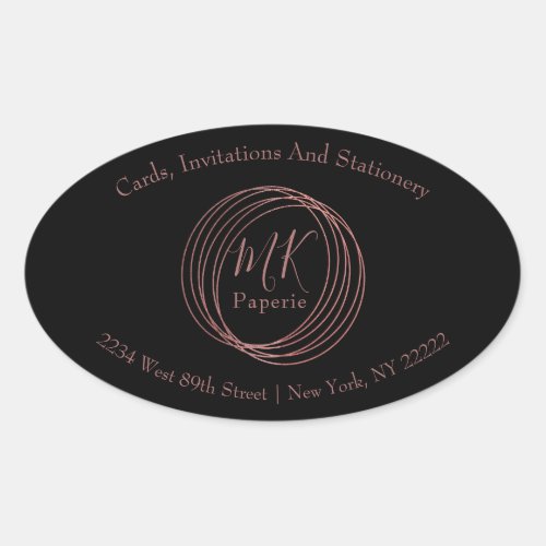 Simple  Elegant Abstract Rose Gold Circles Oval Sticker
