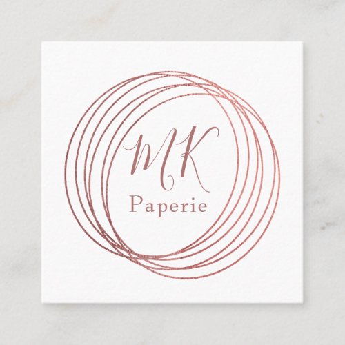 Simple  Elegant Abstract Rose Gold Circles Square Business Card