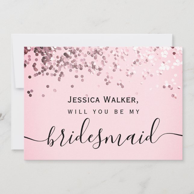 Simple Elegant Aesthetic Glitter my bridesmaid Invitation (Front)