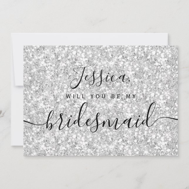 Simple Elegant Aesthetic Glitter my bridesmaid Invitation (Front)