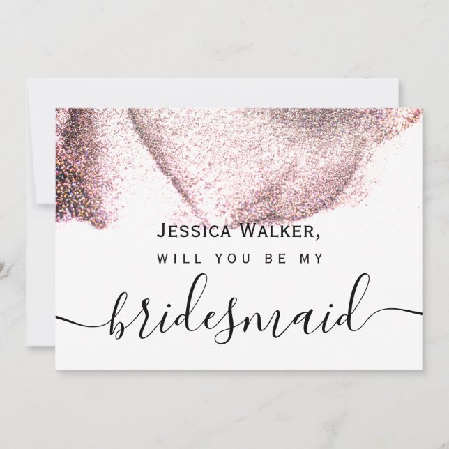 Simple Elegant Aesthetic Glitter my bridesmaid Invitation (Front)