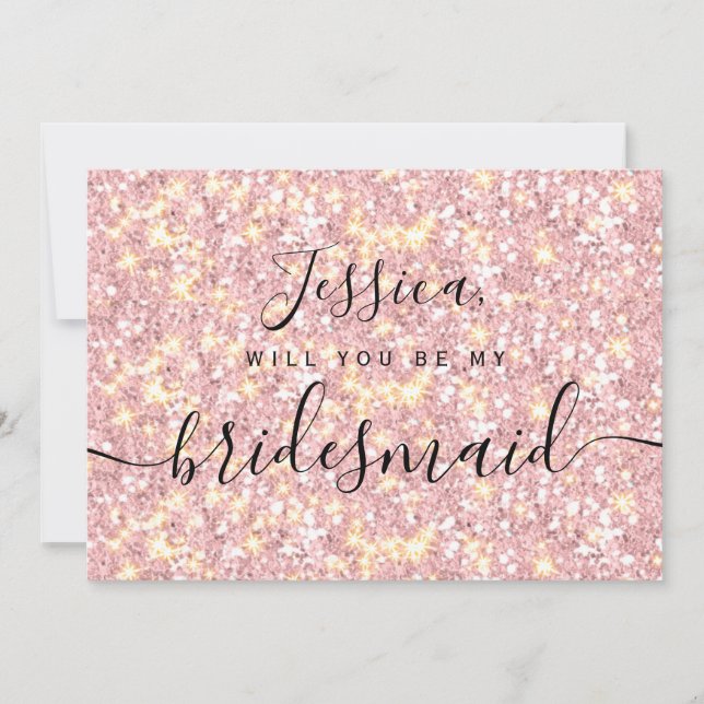 Simple Elegant Aesthetic Glitter my bridesmaid Invitation (Front)