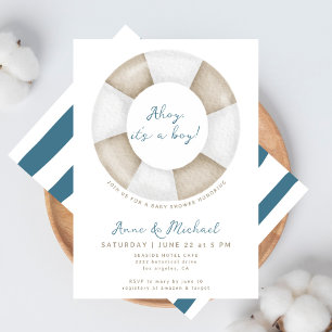 Simple Elegant Ahoy It's a Boy Cute Baby Shower Invitation