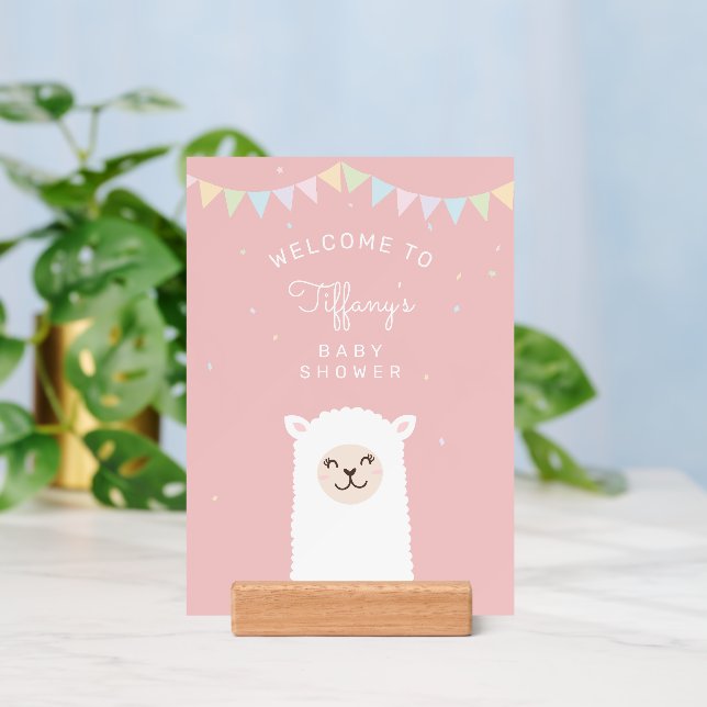 Simple Elegant Alpaca Llama Baby Shower Welcome Holder (Insitu 3)