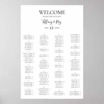 Simple Elegant Alphabetical Seating Chart | Zazzle