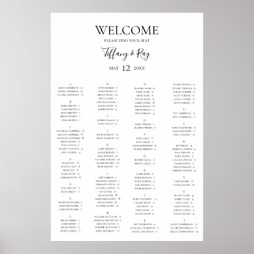 Simple Elegant Alphabetical Seating Chart 