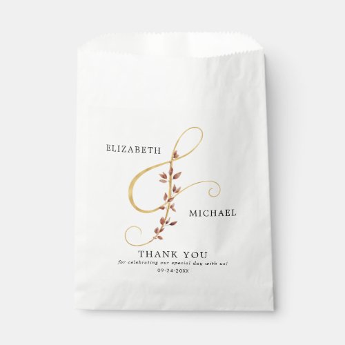 Simple Elegant Ampersand Botanical Fall Wedding Favor Bag