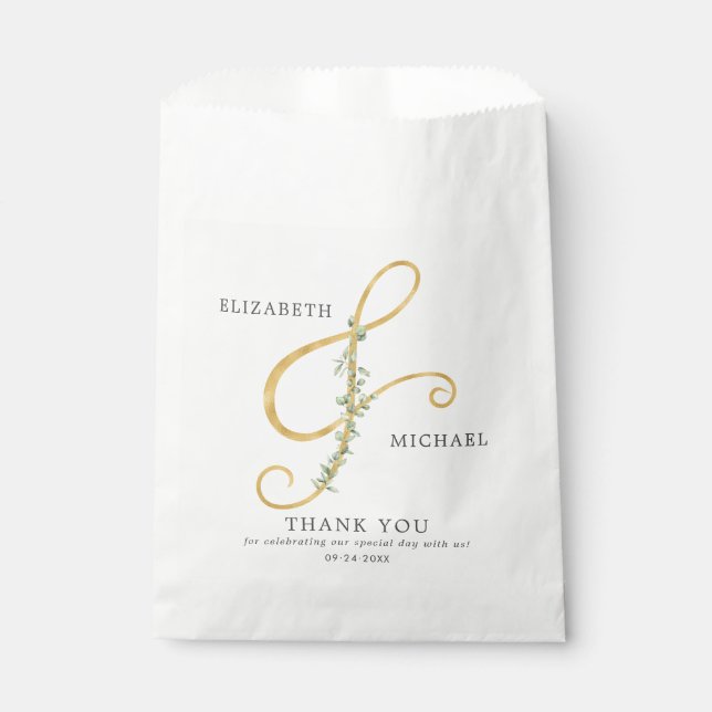 Simple Elegant Ampersand Botanical Wedding Favor Bag (Front)