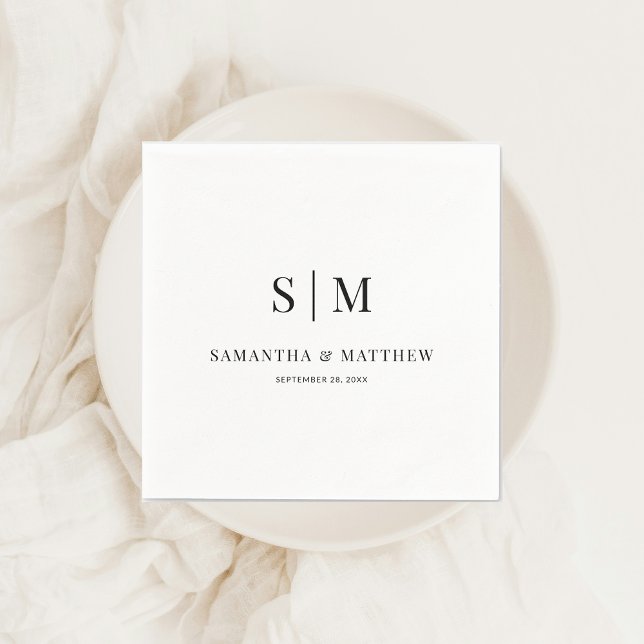 Simple Elegant Ampersand Couple Initials Wedding Napkins (Simple Elegant Couple Monogram Wedding Napkin)