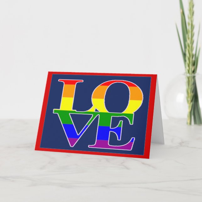 Simple Elegant and Beautiful Gay Pride Valentines Holiday Card (Front)