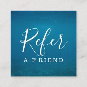 Simple Elegant Aqua Blue and White Referral Card