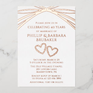 Simple Elegant Arch 40th Wedding Anniversary Party Foil Invitation