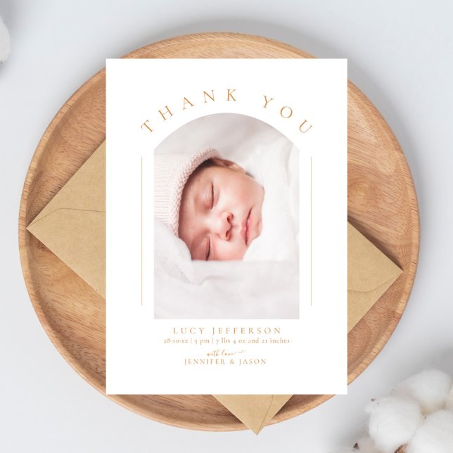 Simple Elegant Arch Baby Shower Photo Thank You Card (Creator Uploaded)
