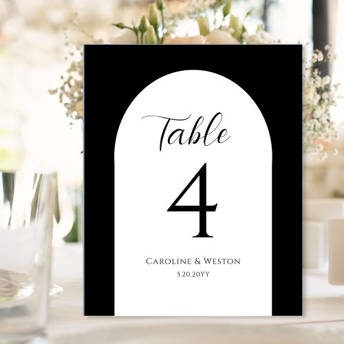 Simple Elegant Arch Black Wedding Table Numbers Acrylic Sign