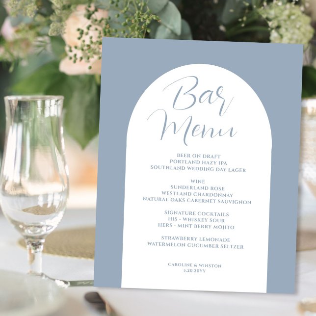 Simple Elegant Arch, Gray, Wedding Bar Menu Drink Acrylic Sign (Creator Uploaded)