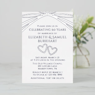 Simple Elegant Arch Heart 60th Wedding Anniversary Foil Invitation