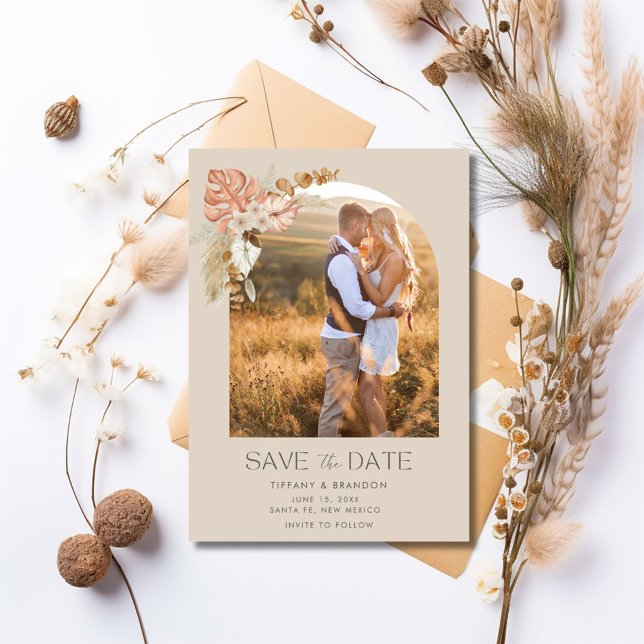 Simple Elegant Arch Photo Boho Wedding  Save The Date (Simple Elegant Arch Photo Boho Wedding Save The Date)