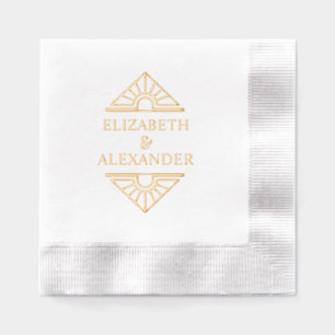 Simple Elegant Art Deco #1 Wedding Couple Name Foil Napkins
