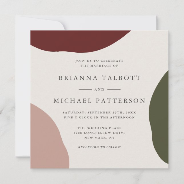 Simple Elegant Artistic Abstract Fall Wedding Invitation (Front)