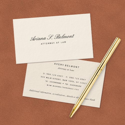 Simple Elegant Attorney Cream Business Card