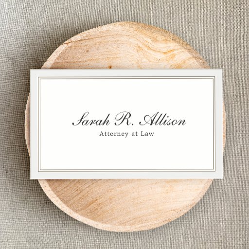 Customizable Simple and Elegant Attorney White with Border Business Card