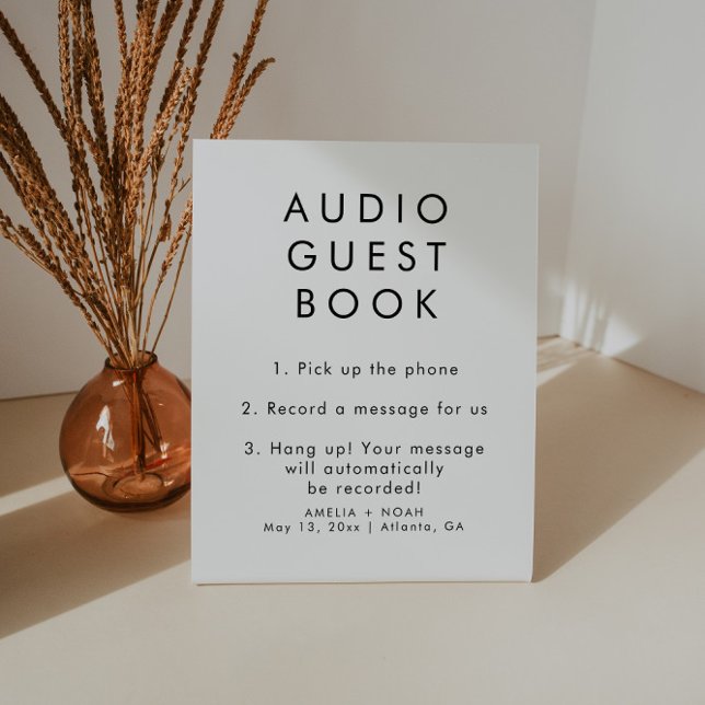 Simple Elegant Audio Guestbook Wedding Pedestal Sign (Creator Uploaded)