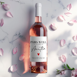 Simple Elegant Aunt Pregnancy Announcement Custom Wine Label