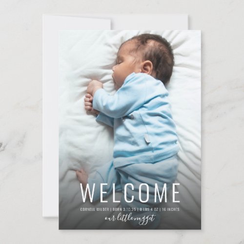 Simple Elegant Baby Boy Photo Birth Announcement