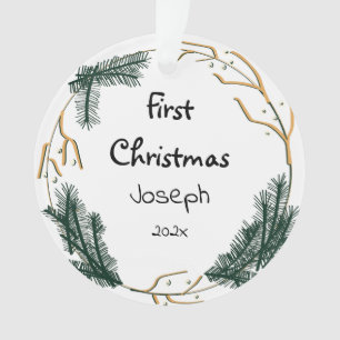 simple elegant baby first christmas ornament
