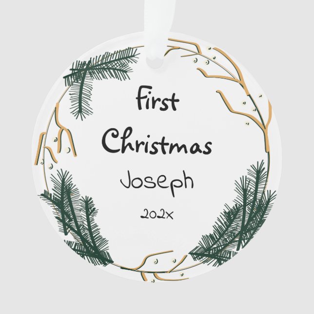 simple elegant baby first christmas ornament (Front)