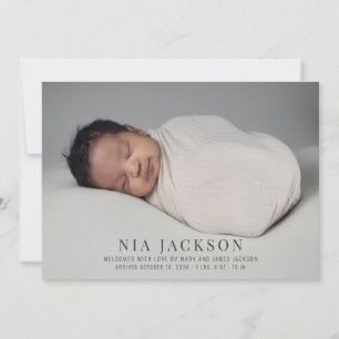 Simple Elegant Baby Photo Birth Announcement